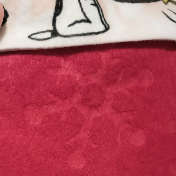 Copy~ PEANUTS Snoopy & Woodstock Red Felt Embossed Snowflakes Christmas Stocking - Picture 2 of 6